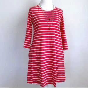 Gap Women’s Small Dress with Pockets Coral Pink and Gray striped Comfy Cotton